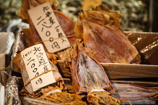Dried squid for sale the Tokyo Tsukiji fish market
