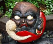Travel photography:Mask for sale at Tokyo´s Antiques market, Japan