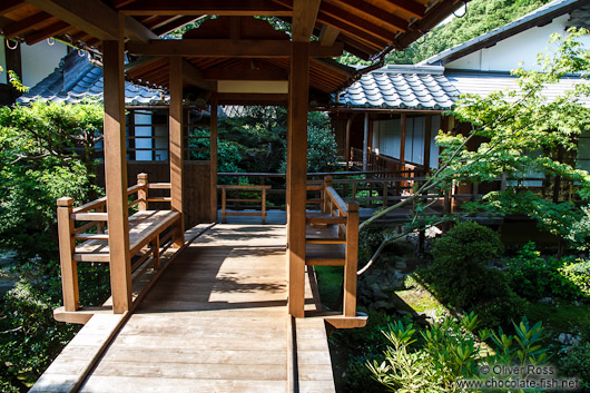 Wooden walkway at Kyoto`s Anraku-ji Temple