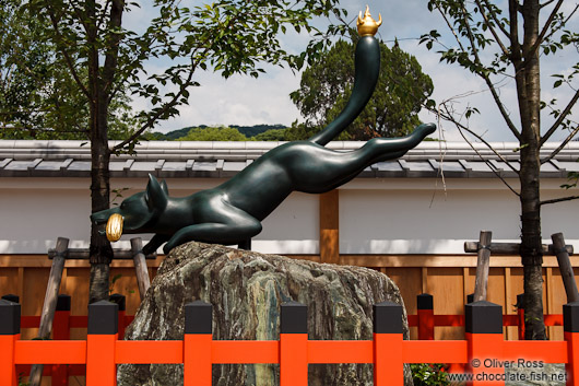 Sculpture at the gate to Kyoto`s Inari shrine