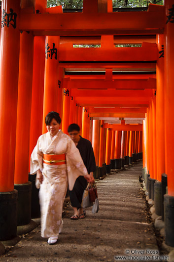 Row of Torii at Kyoto`s Inari shrine