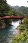 Travel photography:The wooden arched bridge Shinkyo at the Nikko Unesco World Heritage site, Japan