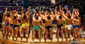 Travel photography:Entrance of the highest ranked makuuchi fighters at the Nagoya Sumo Tournament, Japan