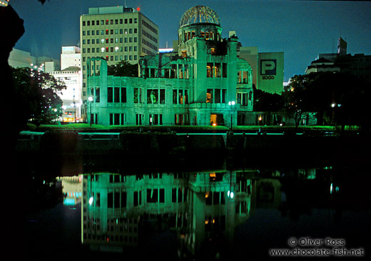 The Atomic Bomb Dome in Hiroshima by night