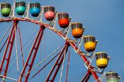 Travel photography:Colourful gondolas of the Tokyo Ferris Wheel, Japan