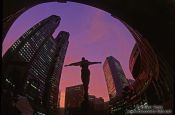 Travel photography:Statue in front of the Metropolitan Government Building in Tokyo`s Shinjuku district, Japan