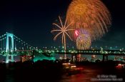 Travel photography:Fireworks display over Tokyo harbour, Japan