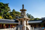 Travel photography:Central stone pagoda at Bulguksa Temple, South Korea