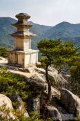 Travel photography:Three storied pagoda at Yongjangsa in the Namsan mountains, South Korea