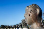 Travel photography:Sculptures on Camellia Island in the Jangsado Sea Park, South Korea