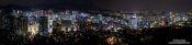 Travel photography:Superwide panorama of Seoul by night, South Korea