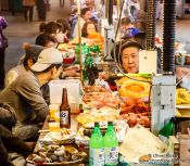 Travel photography:Street restaurant at the Seoul night market, South Korea