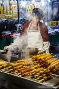 Travel photography:Food for sale at the Seoul night market, South Korea