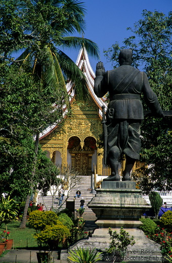 King Sisavang Vong Statue in the Palace Grounds in Luang Prabang
