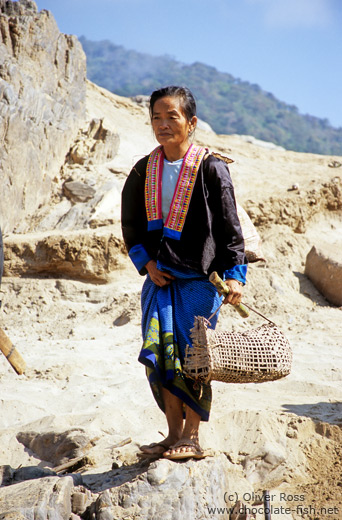 Woman on the banks of the Mekong River