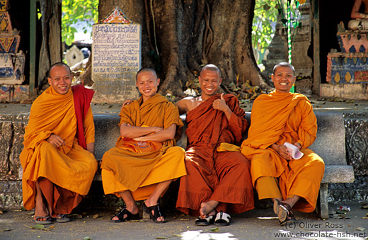 Group of novice monks in Vientiane