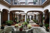 Travel photography:Interior courtyard in Oaxaca, Mexico