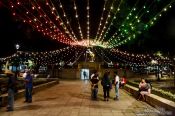 Travel photography:Decorations in preparation for the independence day celebrations in Oaxaca, Mexico