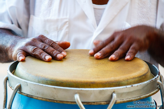 Hands playing the drum in Boca del Rio
