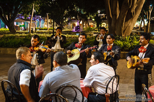 Mariachis perform at a restaurant in Oaxaca