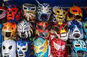 Travel photography:Lucha Libre masks for sale in Mexico City, Mexico