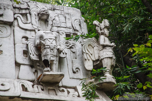 Facade detail of a Mayan temple at the Mexico City Anthropological Museum
