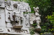 Travel photography:Facade detail of a Mayan temple at the Mexico City Anthropological Museum, Mexico