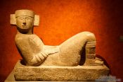 Travel photography:Sculpture of Chac Mool at the Mexico City Anthropological Museum, Mexico
