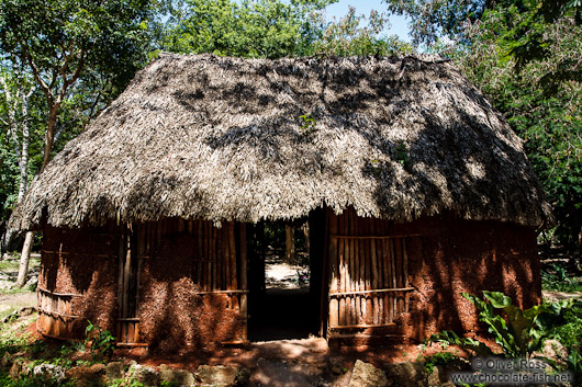 Reconstruction of a traditional Mayan house at the Chichen Itza archeological site
