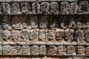 Travel photography:Carved skulls at the Chichen Itza archeological site, Mexico
