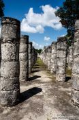 Travel photography:Row of columns (columnata) at the Chichen Itza archeological site, Mexico