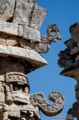 Travel photography:Facade details of the church at the Chichen Itza archeological site, Mexico