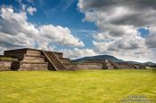 Travel photography:Constructions along the Avenue of the Dead at the Teotihuacan archeological site, Mexico