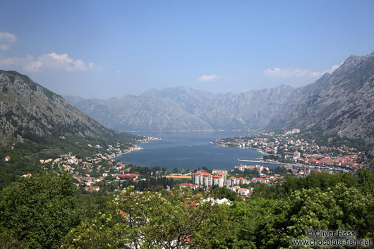 Panoramic view of Kotor and the bay Boka Kotorska