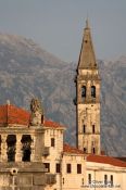 Travel photography:Perast church at sunset, Montenegro