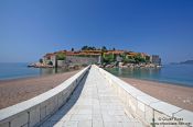 Travel photography:Dam connecting Sveti Stefan (Saint Stefan) to the mainland, Montenegro
