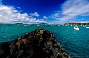 Travel photography:View of Auckland harbour with Rangitoto Island, New Zealand