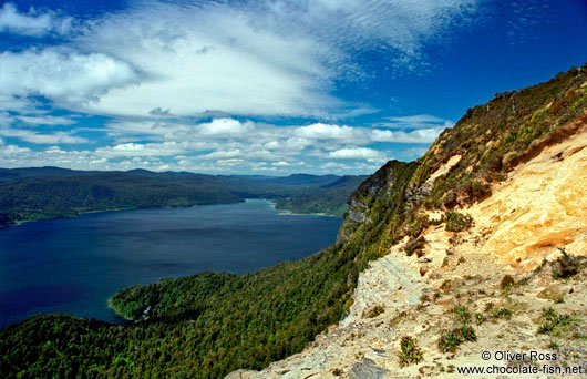 Panoramic view of Lake Waikaremoana in Te Urewera National Park
