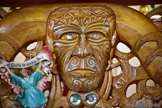 Carved altar in a church near Whanganui