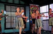 Travel photography:Maori dancers at Whakarewarewa near Rotorua, New Zealand