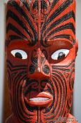 Travel photography:Wooden sculpture on a Marae near Whanganui, New Zealand