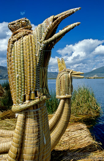 Decorations at the prows of the Uros boats