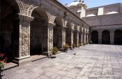 Travel photography:Courtyard of the Monasteiro Santa Catalina in Arequipa, Peru