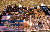 Travel photography:Souvenirs for tourists for sale on the floating islands, Peru