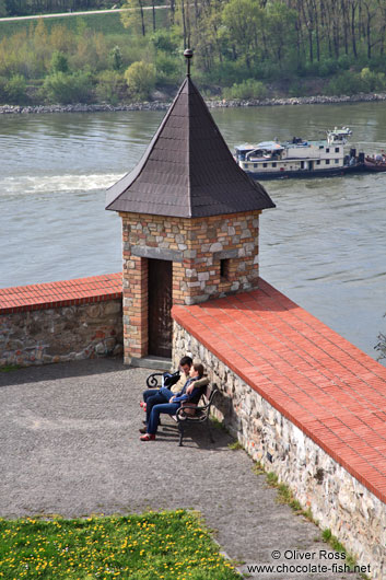Spring at Bratislava castle with Danube river in the background