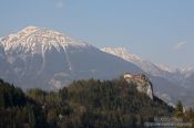 Travel photography:Bled Castle with the Alps in the background, Slovenia