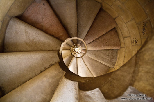 Barcelona Sagrada Familia spiral staircase inside one of the towers