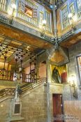 Travel photography:Central hall with staircase in Palau Güell, Spain
