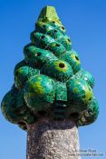 Travel photography:Sculpted chimney on top of Palau Güell, Spain