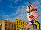 Travel photography:Barcelona Roy Lichtenstein sculpture, Spain